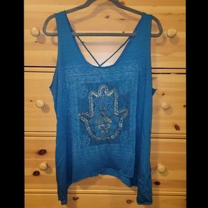 Maurice's Teal Hamsa Tank Size 2(2x)